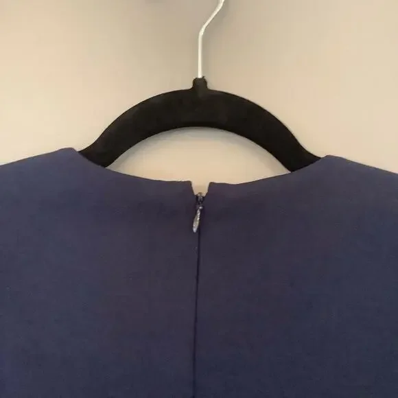 CALVIN KLEIN Navy 3/4 Sleeve Crew Neck Above The Knee Dress - Picture 8 of 9